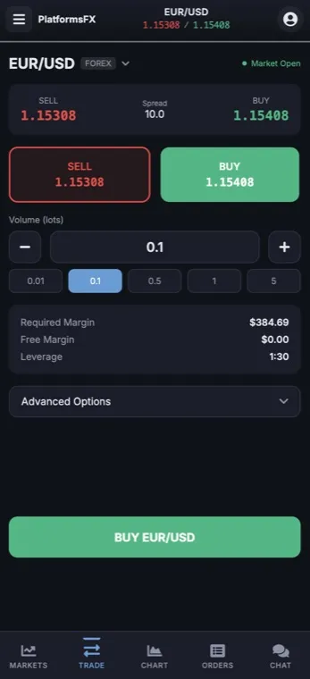 One-tap order ticket